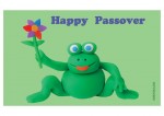 image - card of Plasticine frog and flower