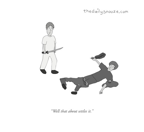 cartoon - sword beats pen