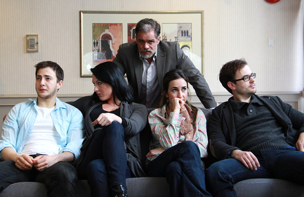 photo - Brian Cummins, standing, with, left to right, Michael Germant, Christine Wallace, Gina Leon and Brendan Riggs.