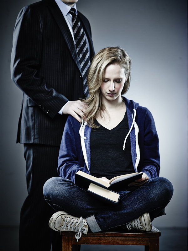photo - Susan Coodin as Carol and Anthony F. Ingram as John in Bleeding Heart’s Oleanna