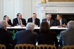 photo - President Barack Obama meets with leaders of the Conference of Presidents of Major American Jewish Organizations in the state dining room at the White House on March 1, 2011