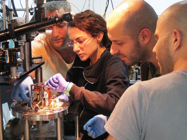photo - Members of Dr. Barak Dayan’s team, left to right: Serge Rosenblum, Yulia Lovsky, Orel Bechler and Itay Shomroni