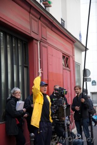 photo - On set with director Israel Horovitz (yellow jacket)