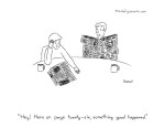 cartoon by Jacob Samuel - "Hey! Here on page twenty-six, something good happened."