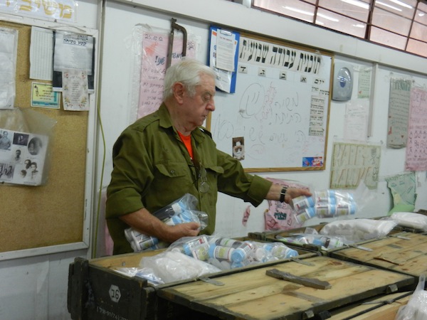 photo - Gerald Lecovin on the production line at Matzrap Army Camp this past October