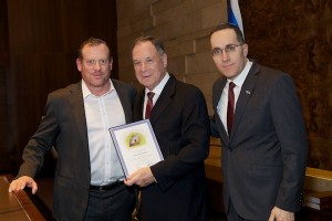 photo - Left to right, Frank Sirlin, president of Jewish National Fund Pacific Region, former ambassador to the United Nations Dan Gillerman and JNF Pacific Region shaliach Ilan Pilo