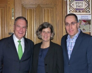 photo - Left to right, former ambassador to the United Nations Dan Gillerman, Mayor of Victoria Lisa Helps and JNF Pacific Region shaliach Ilan Pilo