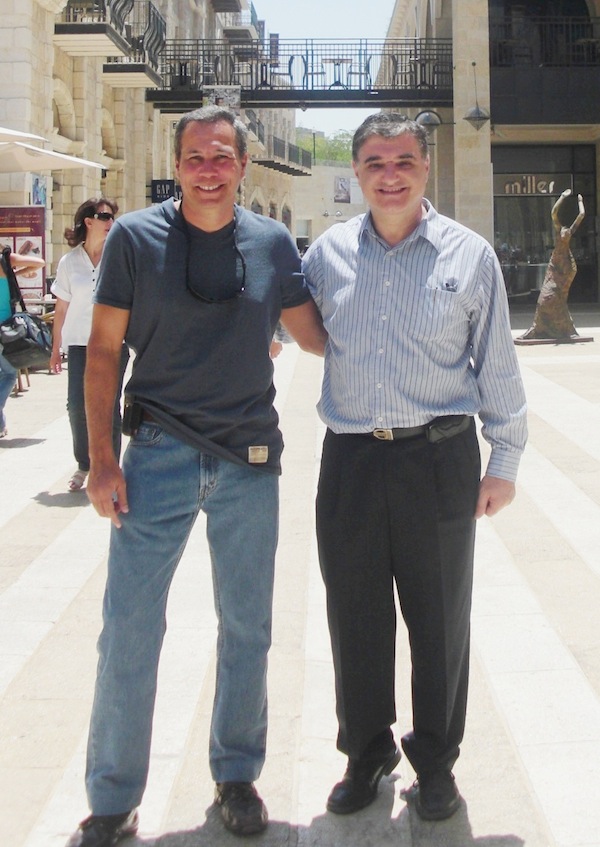 photo - Gustavo Perednik, right, with Alberto Nisman in Jerusalem. Nisman’s work inspired Perednik’s novel