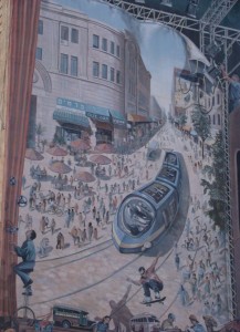 photo - In 2001, the French art group CitéCréation painted a mural depicting the Jerusalem Light Rail system, which didn’t start running until 2011