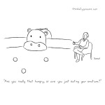 cartoon by Jacob Samuel - hippo at the psychiatrist