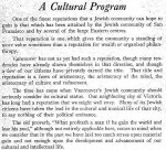 image - The Feb. 5, 1931, editorial, “A cultural program,” laid out some of the hopes, dreams and challenges to the beginnings of organized arts and cultural programming in the Jewish community of Vancouver.