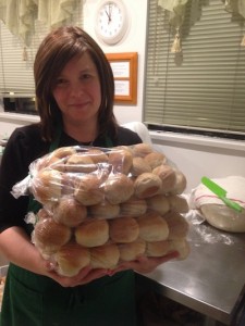 photo - Ella Dreyshner with bags of iKosherbake buns.