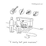 cartoon - "I mainly hunt jazz musicians," by Jacob Samuel