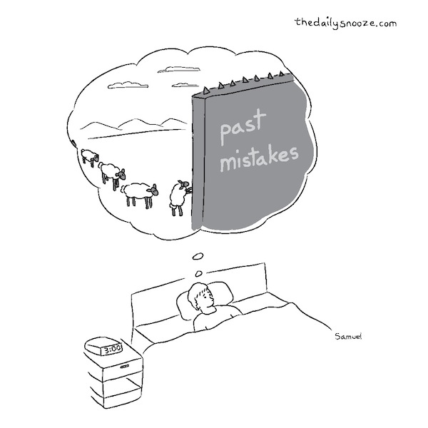 cartoon - Counting sheep-past mistakes, by Jacob Samuel