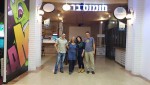 photo - Recent visitors to the Hummus Bar at the M Mall in Kfar Vitkin, near Netanya. The eatery is offering a 50% deal on its hummus for Jews and Arabs who share a table and eat together