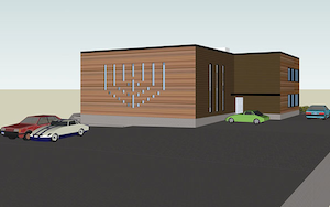 photo - An artist's rendering of the new Centre for Jewish Life and Learning. The building’s east wall, facing a main street, will feature a permanently illuminated menorah