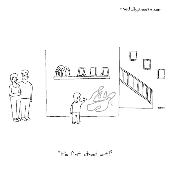 cartoon - "His first street art!" by Jacob Samuel