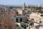 photo - Slackliner Heather Larson at the Tower of David on May 2