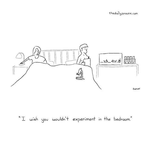 cartoon - "I wish you wouldn't experiment in the bedroom," by Jacob Samuel