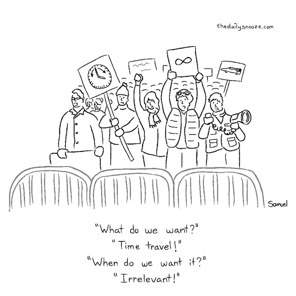 cartoon - time travel rally, by Jacob Samuel