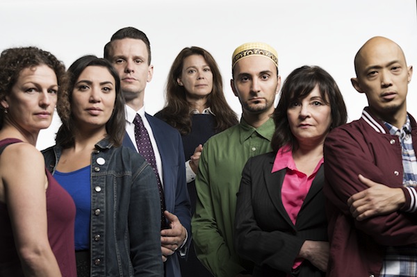 photo - Kerry Sandomirsky as Alice, centre. In Long Division, the way in which Alice’s son reacts to bullying “connects all the characters in the play, and it makes my character deeply question herself,” explains Sandomirsky