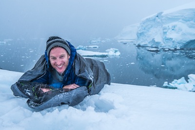 photo - Robin Esrock camping in Antarctica