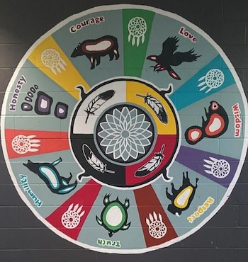 photo - The completed mural, which was painted by Kirkland Lake students as part of the Indigenous Awareness project
