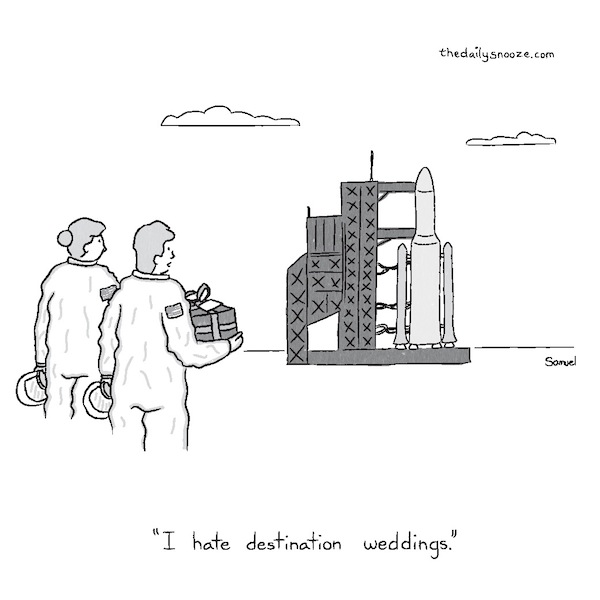 cartoon - "I hate destination weddings," by Jacob Samuel