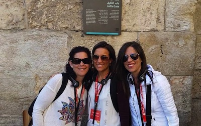 photo - Left to right, sisters Allyson Theodorou, Nicole Pollak and Melissa Jacks during a tour of the Old City, outside Jaffa Gate