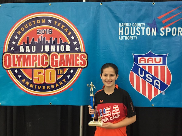 photo - Estee Ackerman wins gold at the 2016 Junior Olympics in Houston