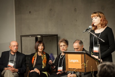 photo - Frieda Krickan, speaking on behalf of the students in the program, saw Writing Lives as an opportunity to honour the survivors, deepen her knowledge of Holocaust history and serve her Jewish community