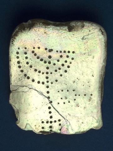 photo - A mother-of-pearl tablet engraved with a seven-branched candelabrum