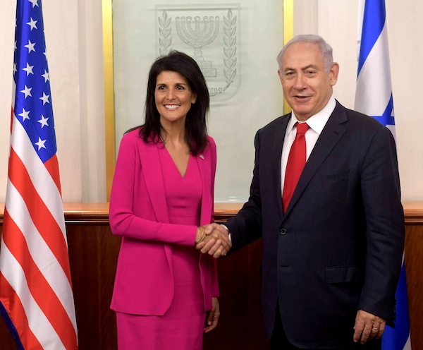photo - Netanyahu in his office June 7 with U.S. Ambassador to the United Nations Nikki Haley