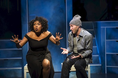 photo - Katrina Reynolds and Josh Epstein in Bittergirl, at the Arts Club Granville Island Stage until July 29