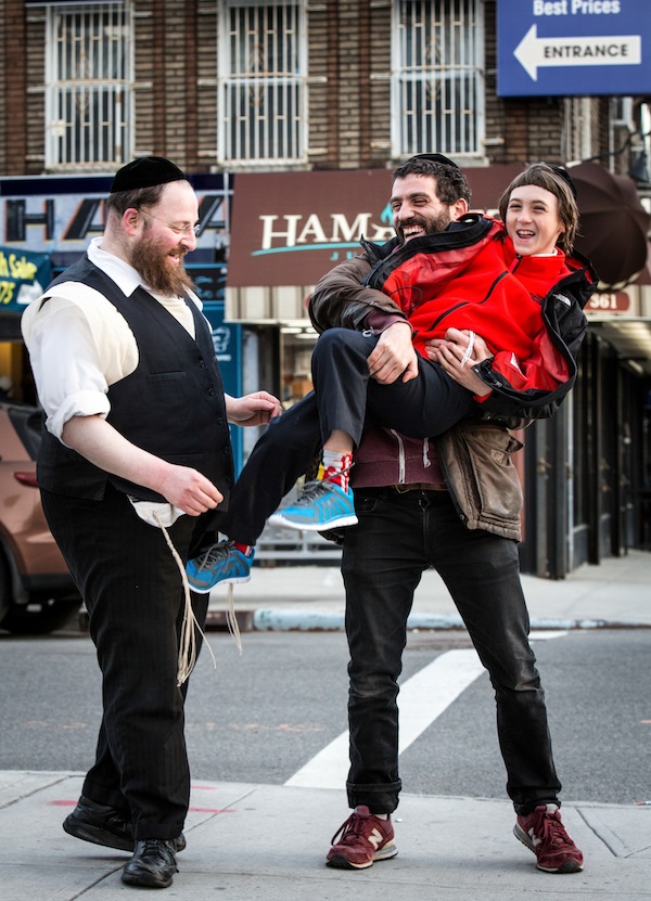 photo - Menashe Lustig (Menashe), director Joshua Z. Weinstein and Ruben Niborski (Rieven)