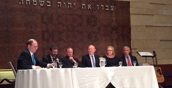 photo - Panelists at Congregation Beth Israel discuss the topic Our Leaders: Are They Above the Law?