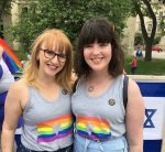 photo - Ariella Kimmel, left, and Sophie Hershfield at last summer’s Winnipeg Pride Parade. Hershfield has been on CIJA’s LGBTQ+ Advisory Council since its inception. In that capacity, she is trying to break down barriers and clear up misconceptions about Israel within the LGBTQ community