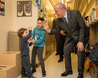photo - Horgan toured the building, visited the Vancouver Holocaust Education Centre, the sports facilities and spent time with children and parents at the daycare