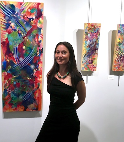 photo - Carly Belzberg at the July 5 opening of her solo exhibit at the Zack Gallery, called The Spirit of Cloud, The Spirit of River