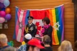 photo - B.C. Lt.-Gov. Janet Austin addresses the July 27 Shabbat Dinner with Pride Colours event