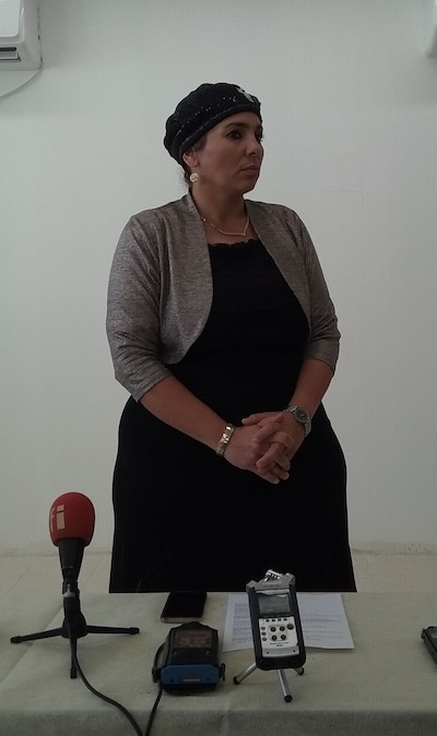 photo - Miri Asulin, mother of seven and principal of a brand-new elementary school, hosted the media recently to talk about the impacts of the rocket and mortar attacks from Gaza