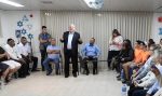 photo - Israeli President Reuven Rivlin addresses a group of local residents in a protected space in the northern Negev city of Netivot on Nov. 13