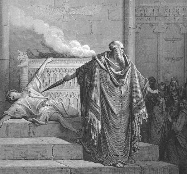 photo - Mattathias and the Apostate (1 Maccabees 2:1-25) in Gustave Doré’s English Bible 1866. The time has not yet come when we no longer need the warrior Maccabee