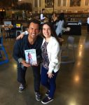 photo - Blake Mycoskie, founder of TOMS, with Hannah Alper. Mycoskie is one of the role models Alper features in her book Momentus: Small Acts, Big Change
