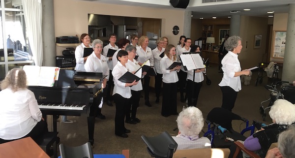 photo - Temple Sholom Sisterhood Choir under the direction of Joyce Cherry with pianist Kathy Bjorseth 