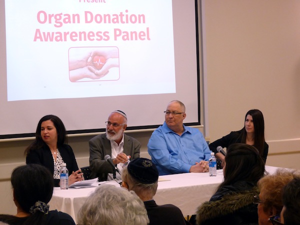 photo - Left to right are panelists at a recent National Council of Jewish Women panel on organ transplants: Dr. Aviva Goldberg, Rabbi Yossi Benarroch, Marshall Miller and Na’ama Miller