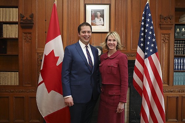 photo - Conservative party leader Andrew Scheer with then-U.S. ambassador to Canada Kelly Knight Craft, in Ottawa, Jan. 9, 2018