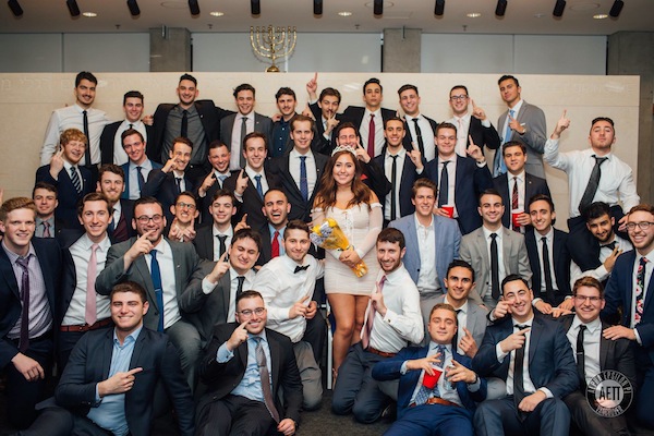 photo - Alpha Epsilon Pi chapter members with the fraternity’s “sweetheart,” Rachel Meadow. A “sweetheart” is elected every year at the chapter’s formal