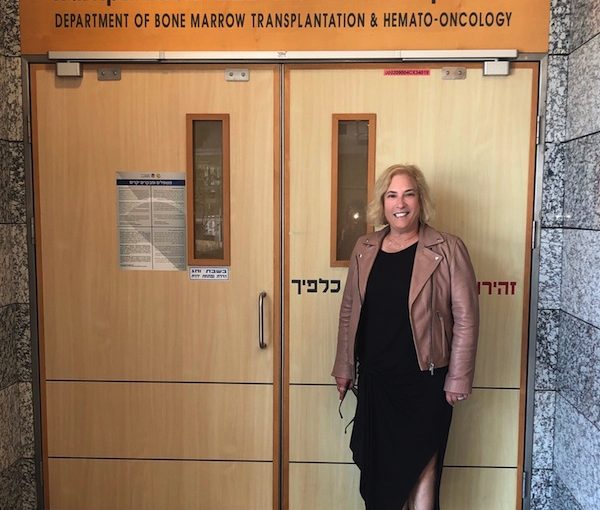 photo - The writer at the bone marrow transplant ward at Ichilov Hospital in Israel