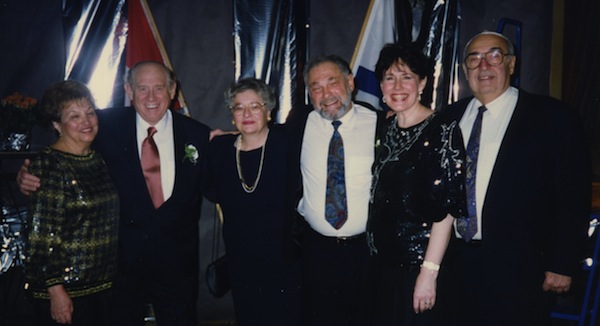photo - Phyllis and Rabbi Wilfred Solomon, centre, with Cantor Murray Nixon and his wife Dorothy, left, and Sharon and Irving Kates, at Beth Israel’s 60th anniversary gala in 1992